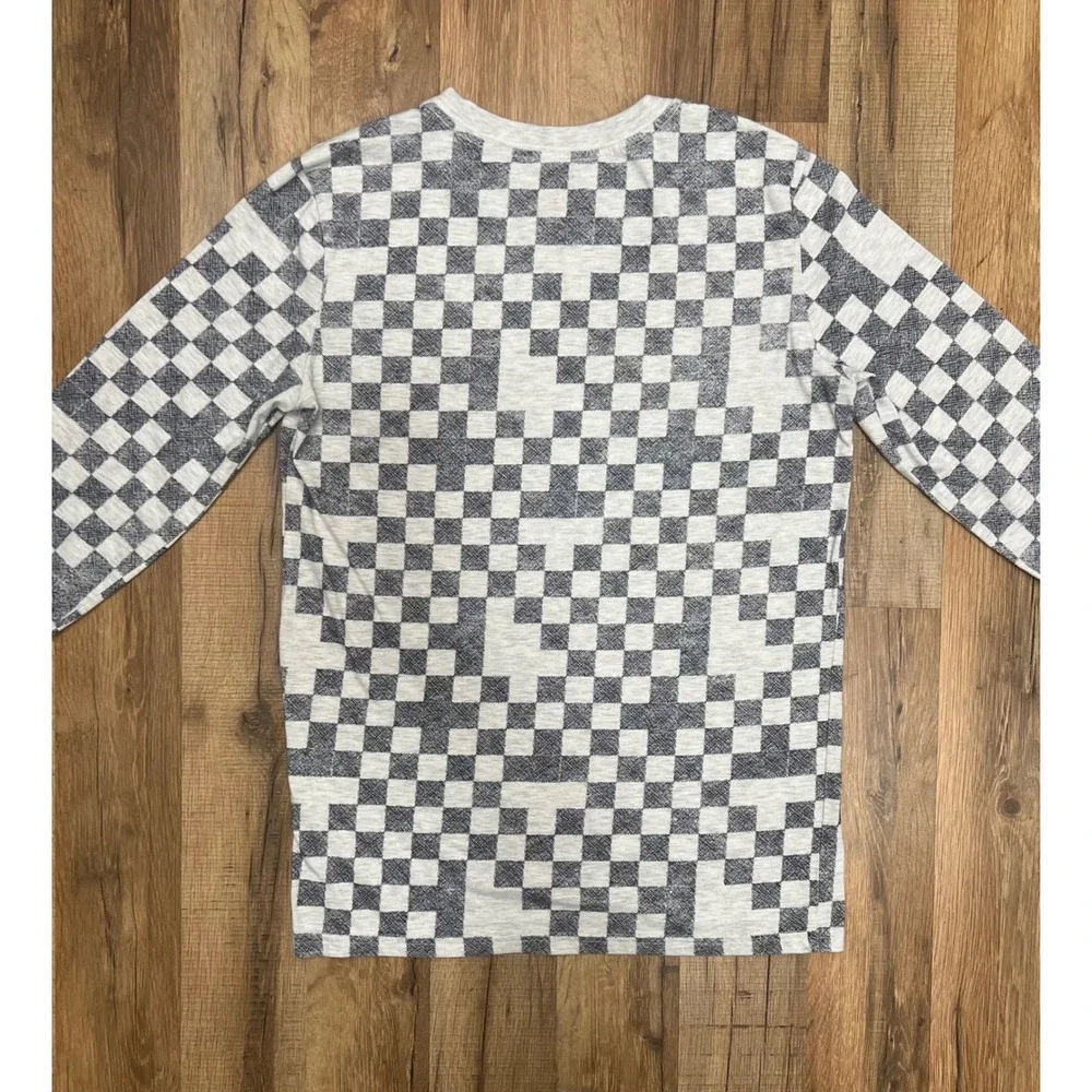 Cat & Jack Boys XL (16) Shirt‎ 60% Cotton 40% Polyester Gray Checkerboard